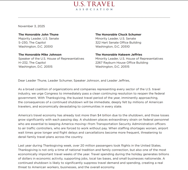 Is the US government shutdown coinciding with the Thanksgiving holiday? The US tourism industry warns: it could have disastrous consequences.